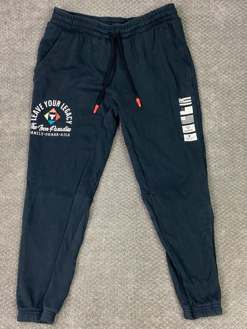 Under Armour Project Rock Sweatpants Joggers Mens XL Black Leave Your Legacy